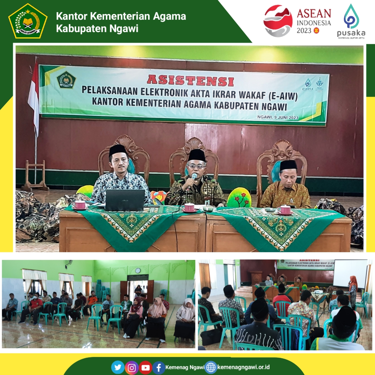 Asistensi Pelaksanaan Elektronik Akta Ikrar Wakaf (E-AIW) Kankemenag Ngawi 2023