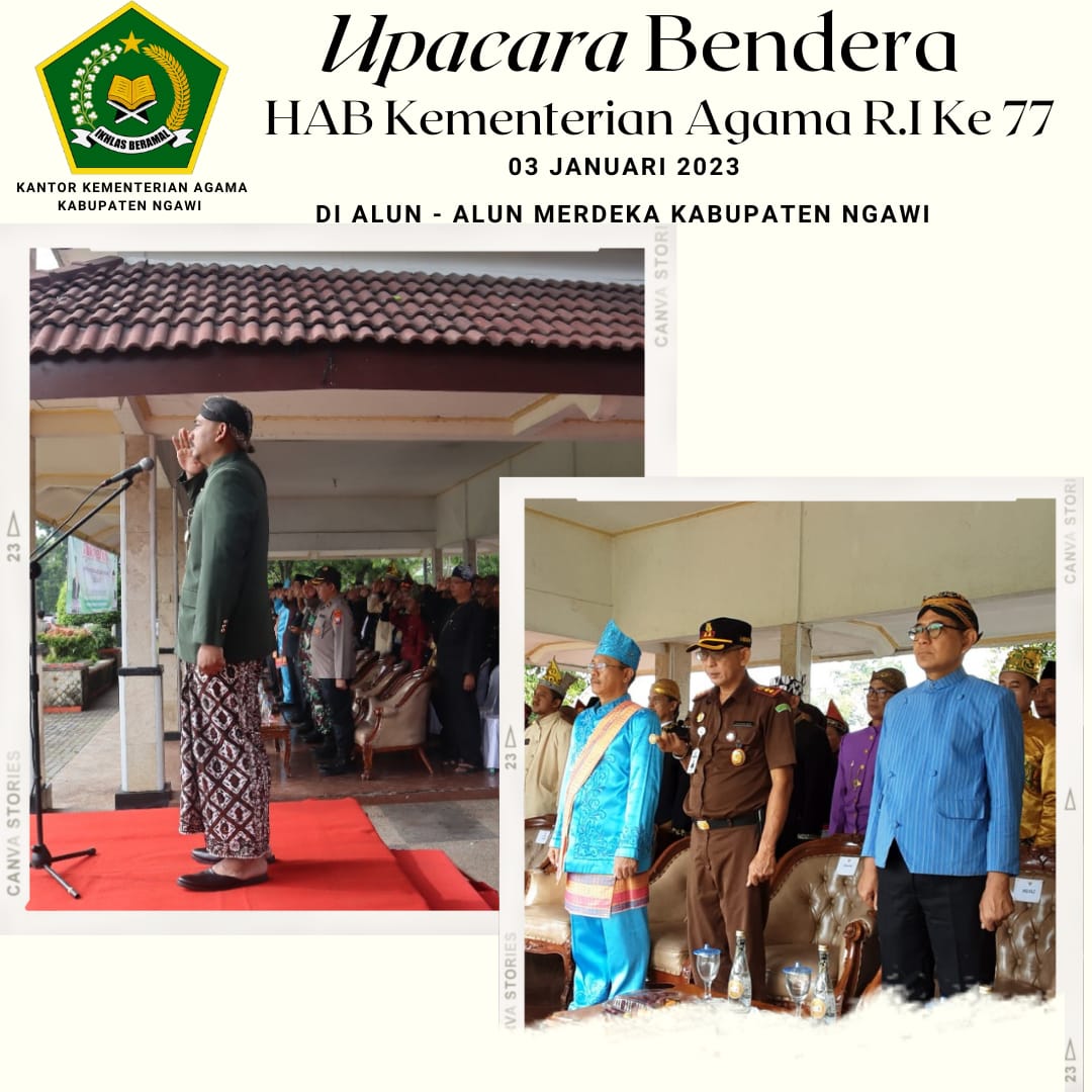 Bupati Ngawi Pimpin Upacara Bendera HAB Kementerian Agama R.I ke 77 