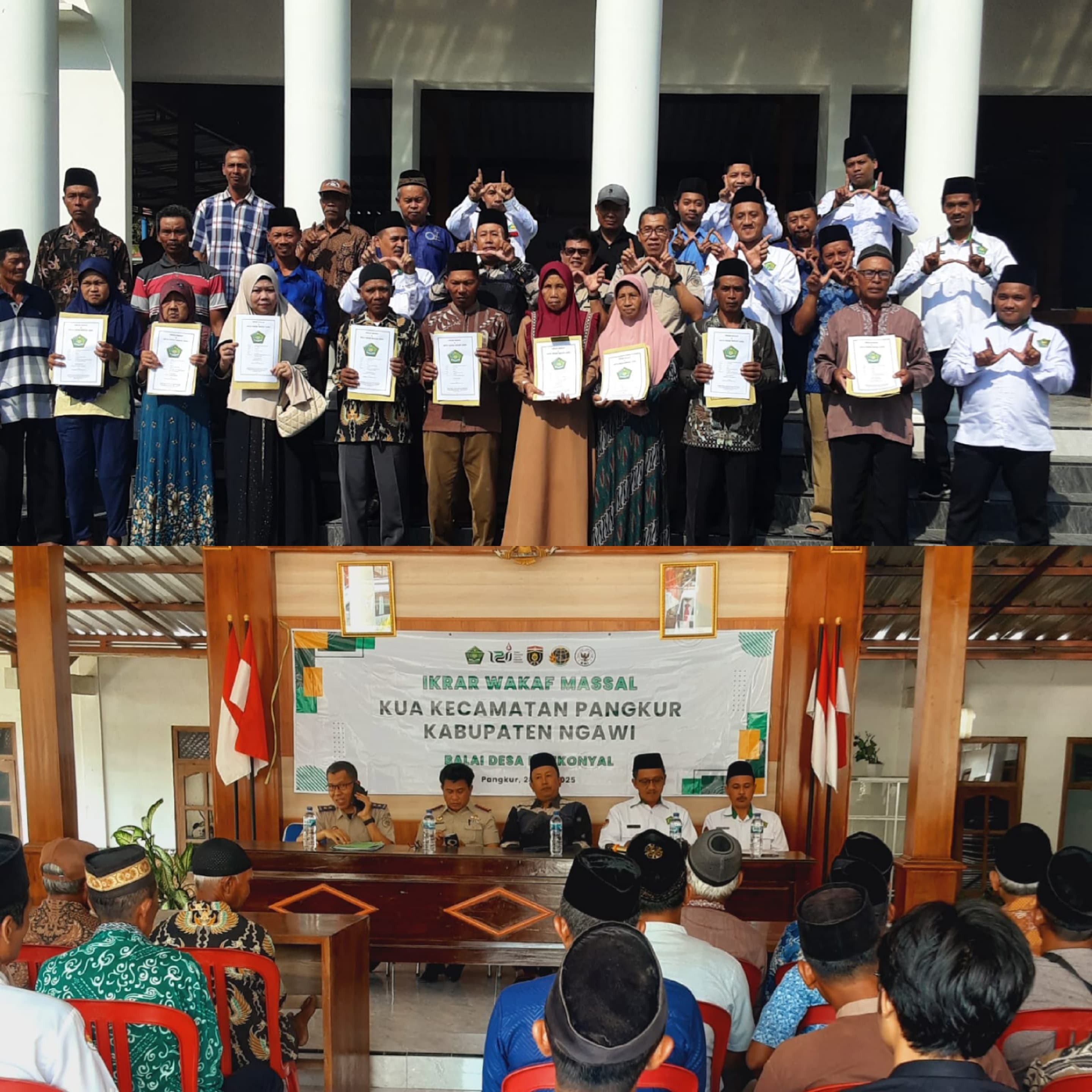 Sembilan Wakif Ikuti Ikrar Wakaf Massal KUA Kec. Pangkur Ngawi